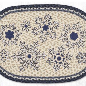 Snowflakes Hand Stenciled Door Mat New Jute Braided Throw Rug Holiday 20x30 in…